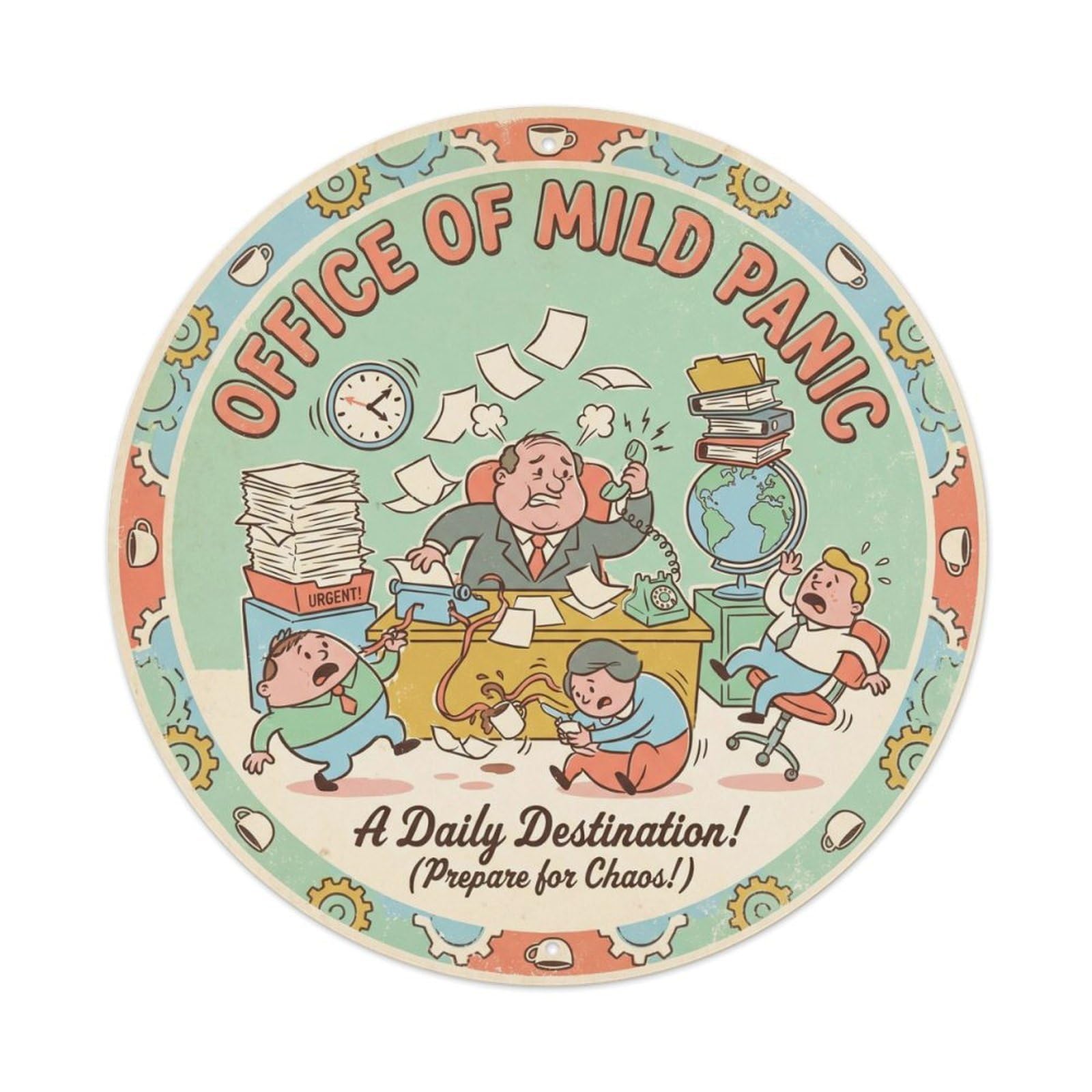 Olhnbad Style Office Mild Panic Typewriter Desk 1950S Quote Metal Tin Sign
