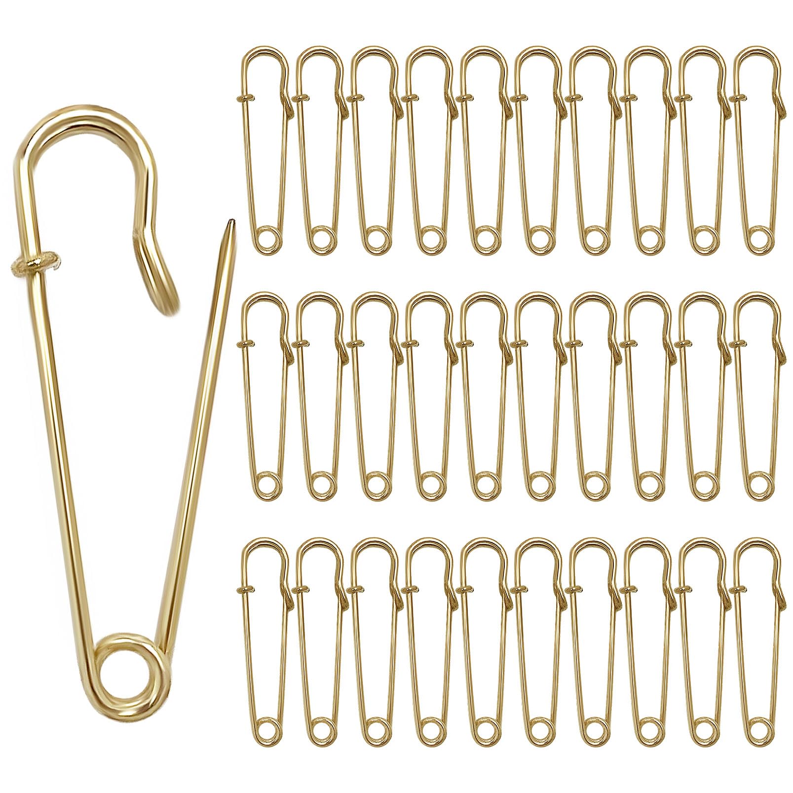 Photo 1 of 30 Pcs Large Safety Pins 2 Inch Heavy Duty Blanket Pins Big Safety Pin Steel Safety Pins for Blankets Clothes Crafts Leather Canvas, Gold