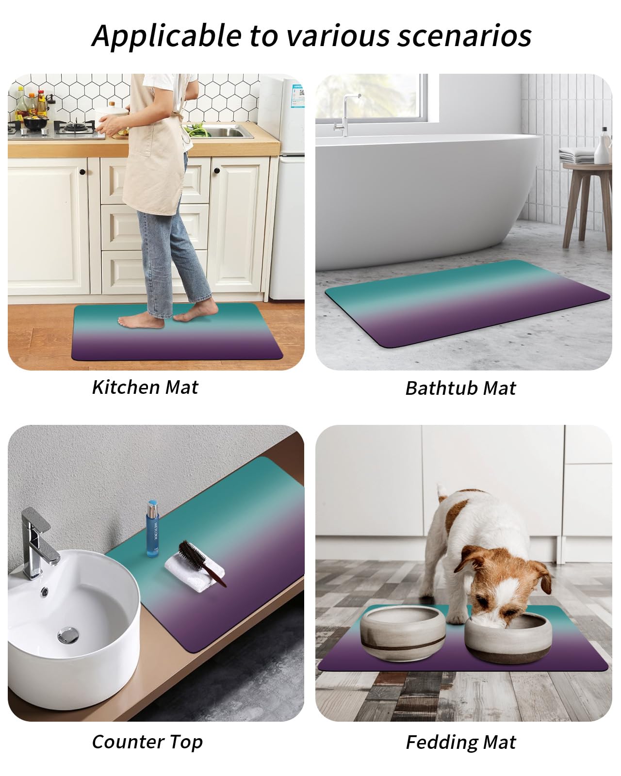 Amazon.com: Bathroom Rug Bath Mat Green and Purple Ombre Water