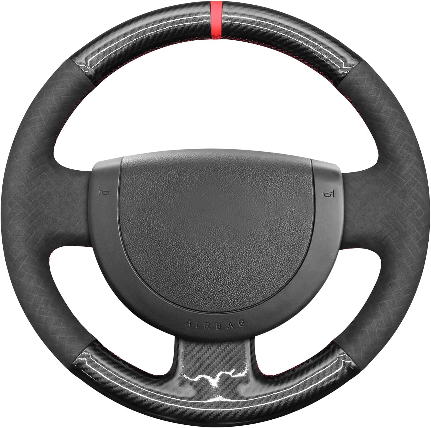 MEWANT Hand Sewn Steering Wheel Cover Wrap for Fiesta MK6 2002-2008/Fusion 2002-2012/Transit Connect 2002-2013 Steering Wheel Accessories for Fiesta MK6