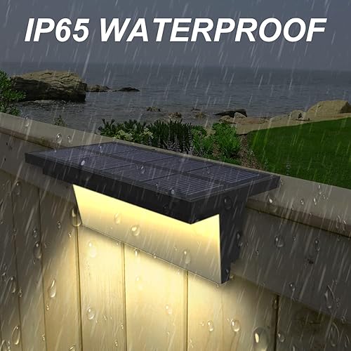 Miniatura 5 de T-SUN Luces solares para valla al aire libre, impermeables, paquete de 4 luces LED solares para escaleras, luces solares de pared al aire libre,