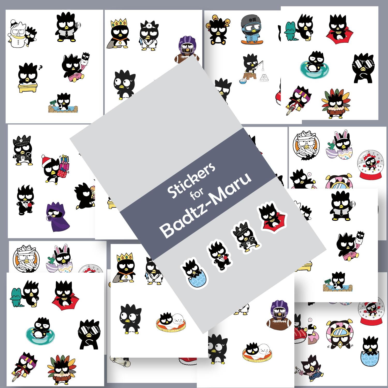 ISEE 360 Anime Scrapbook Stickers for Journal | Journal Stickers for DIY Scrapbooking Page Decoration (Badtz-Maru)