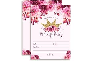 Watercolor Floral Princess Birthday Party Invitations