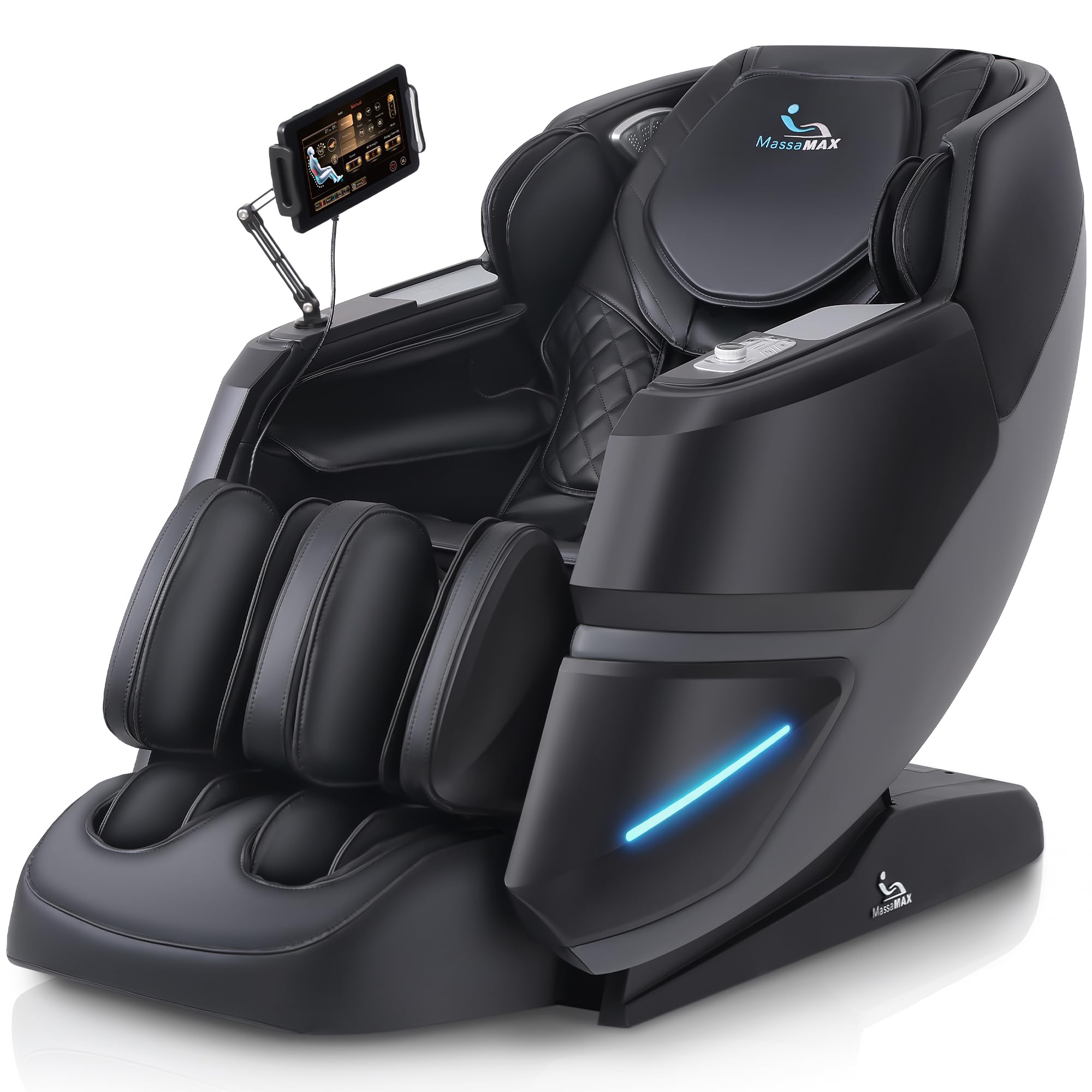 MassaMAX MT339 4D Massage Chair, Full Body Shiatsu Recliner with Electric Extendable Footrest, Zero Gravity, SL Track, Deep Yoga Stretch, Foot Rollers, and Heating (Deep Black)