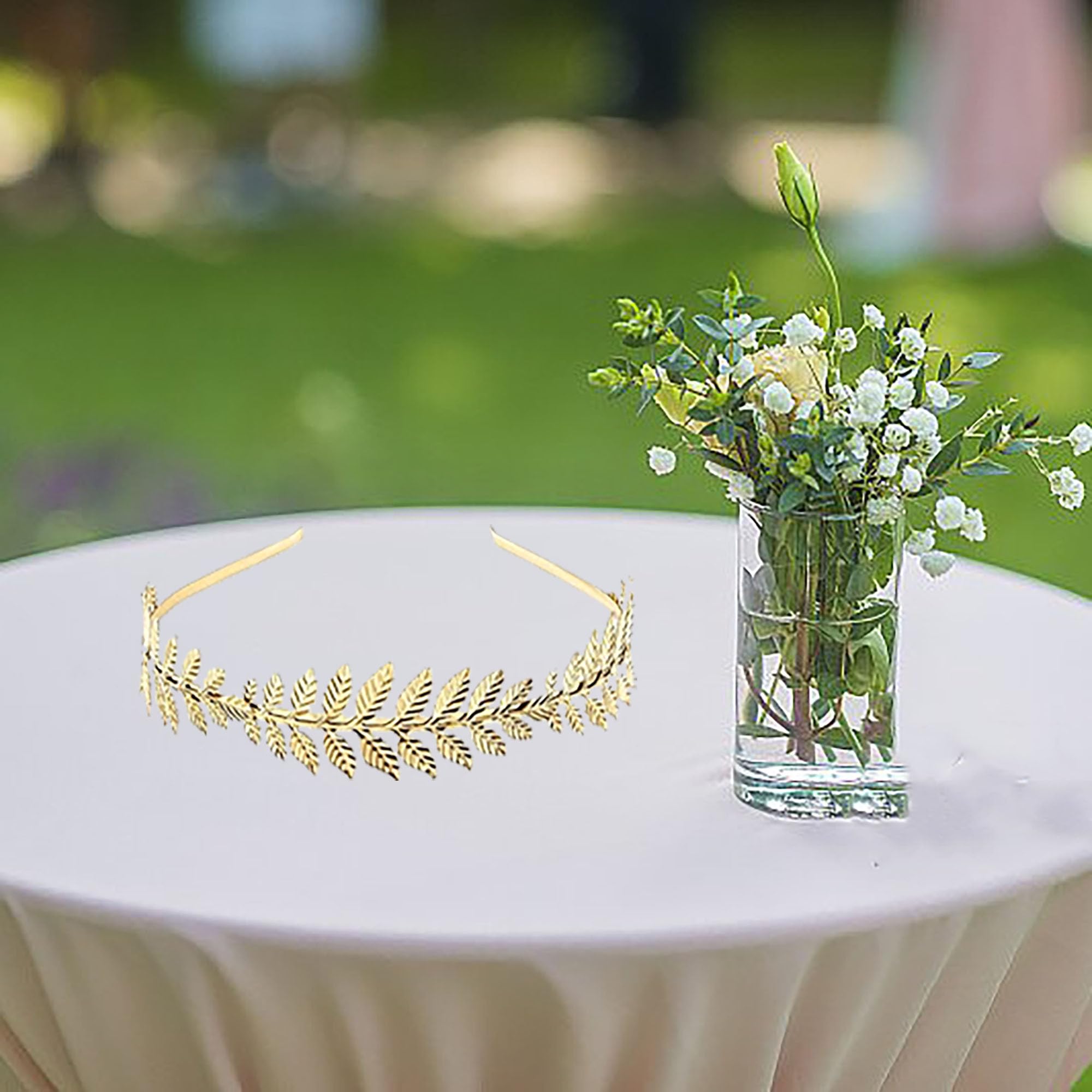 6 Pieces Greek Goddess Accessories Costume Set for Women – Gold Leaf Bridal Crown, 2 Side Combs, Necklace, Earrings, Arm Cuff& Bracelet – Toga Party, Wedding, Cosplay