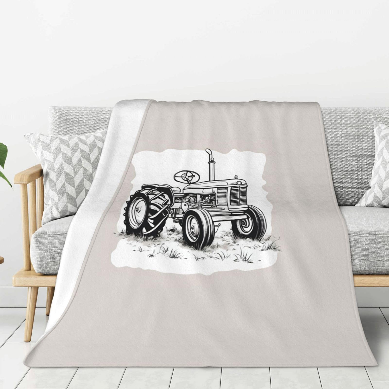 Couverture tracteur dessin animé grande taille plaid doux lit canapé camping