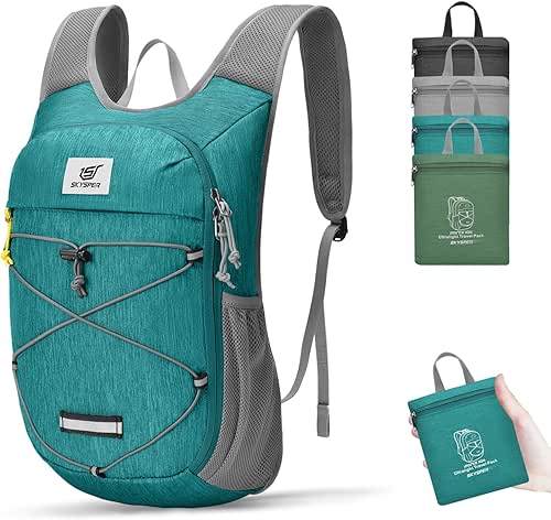 SKYSPER Foldable Hiking Backpack - 10L/15L Small Lightweight Daypack Breathable
