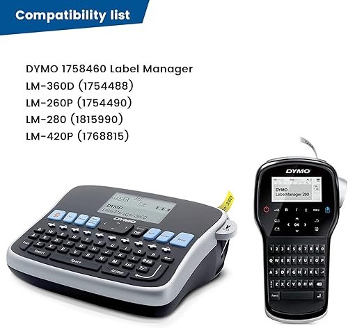 Miniatura 6 de Molshine Cable de 12 V CA CC compatible con DYMO 1758460 LabelManager 260P LM-260P (1754490) 280 LM-280 (1815990) 360D LM-360D (1754488) 420P