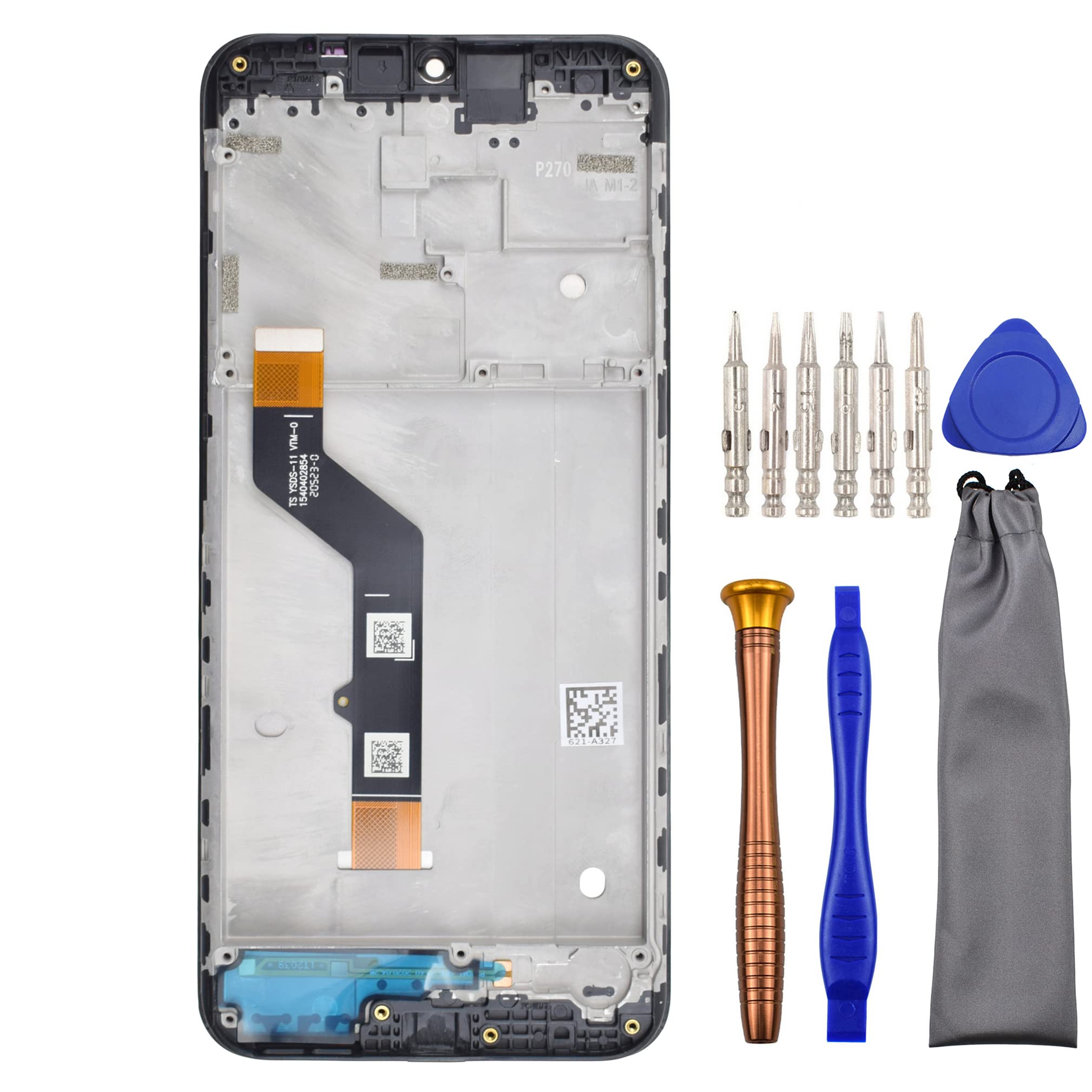 Complete Screen LCD Digitizer Touch Assembly Replacement for Motorola Moto E7 Plus XT2081-1 XT2081-2 with ToolKit and screen frame Black 6.5