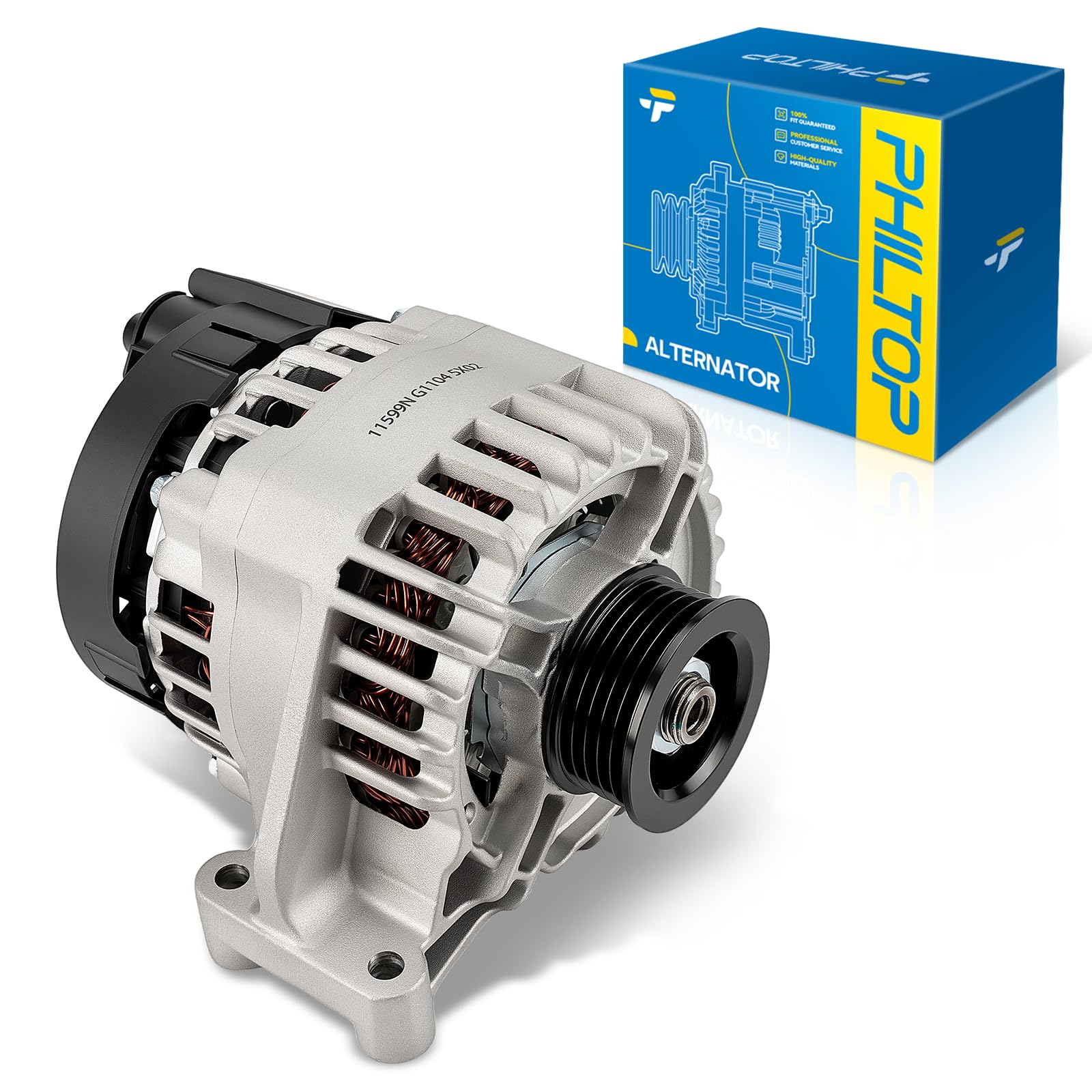 PHILTOP 11599N New Alternator Compatible with 2012-2013 Fiat 500 L4 1.4L
