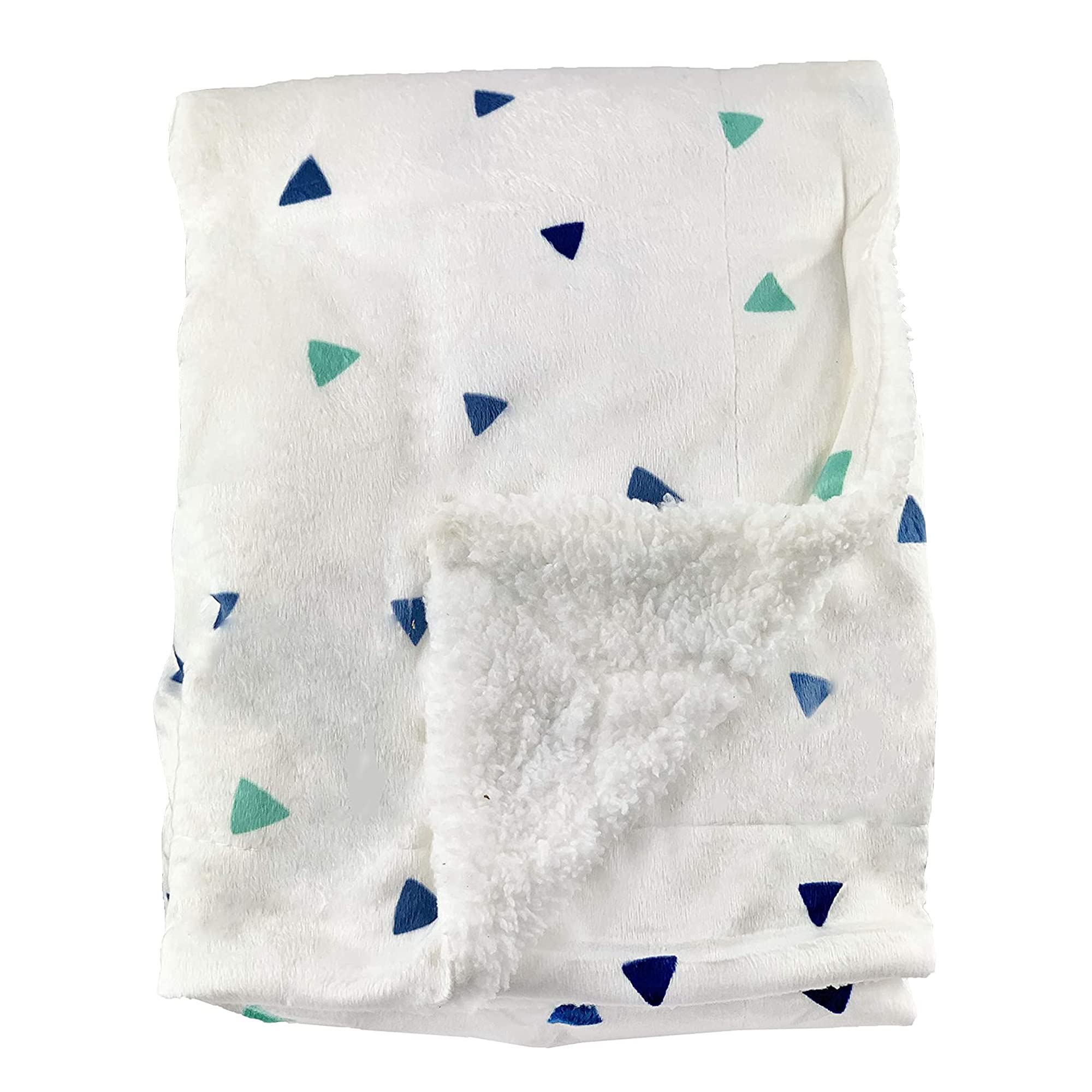 Baby Blanket Sherpa Fleece for Newborn Baby Girl Boy - Pram, Cot, Moses Basket – 75 x 100cm (Multi Triangles)