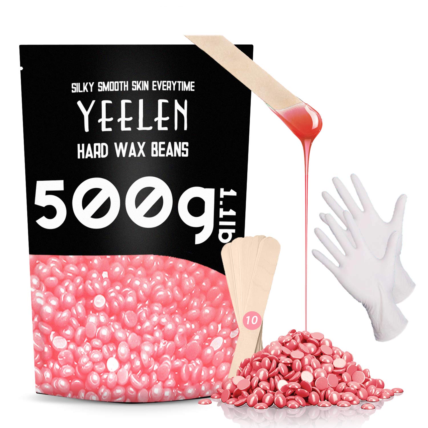 Hard Wax Beans - Hair Removal Wax Beads (1.1lb) Full Body Brazilian Bikini Beads Waxing At Home for Face, Eyebrow, Back, Chest, Bikini Areas, Legs, Perfect Refill for Any Wax Warmer