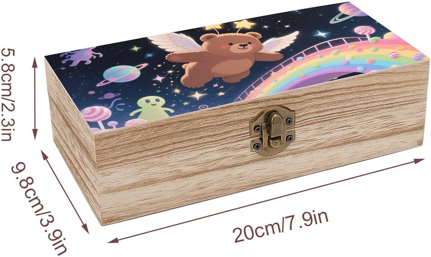 Winged Bear Wooden Gift Boxes Memory Box for Keepsakes image 2