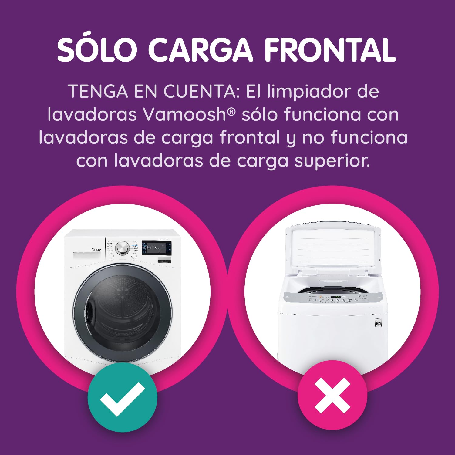 Vamoosh Limpiador de Lavadoras 6 en 1, Aroma Algodón Fresco. Disuelve pelo, elimina olores y cal, limpia en profundidad, deja olor fresco, antibacteriano, desincrusta, 6 lavados