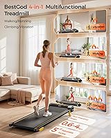 Vista 2 de Walking Pad Treadmill, BestGod Incline Under Desk Treadmill 330lbs Capacity, 2.5HP Portable Treadmills for Home, Compact Treadmills Mini Running