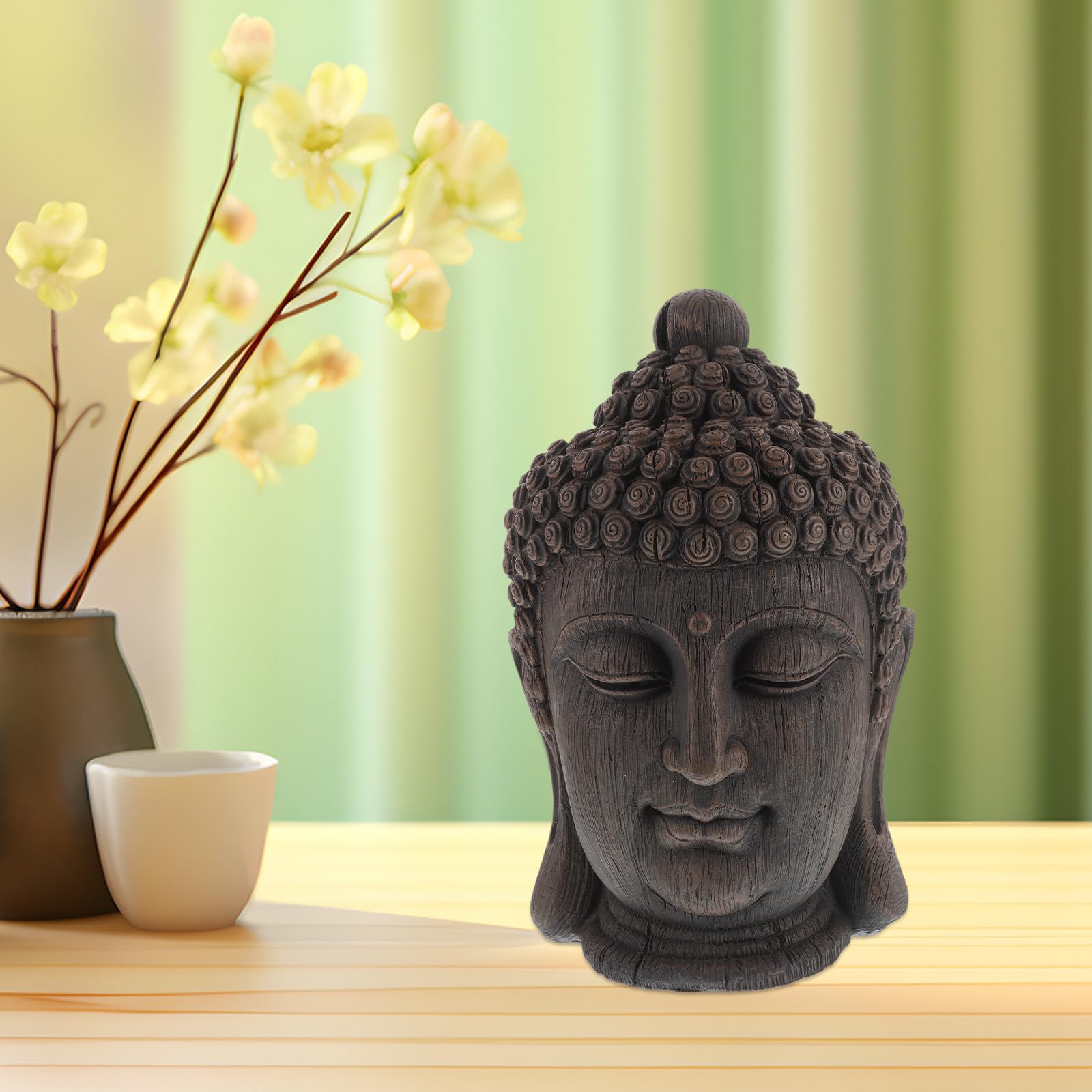 PRETYZOOM Estatua de Buda Meditando de Resina Estilo Tailandés para Jardín Interior Asiático y Oficina