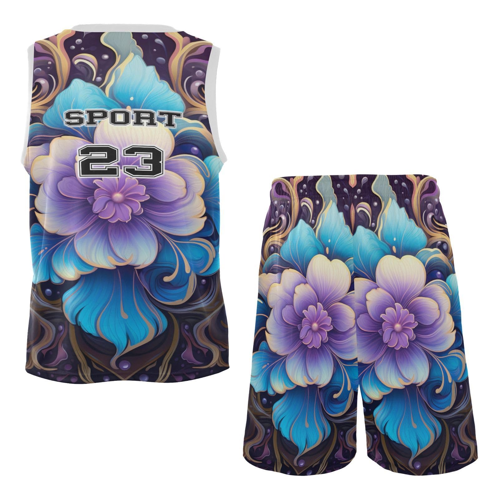FLildon Boho Mandala Lotus Boys Basketball Jersey Set Tank Top Shorts Tracksuit Sport Training Suit for Kids