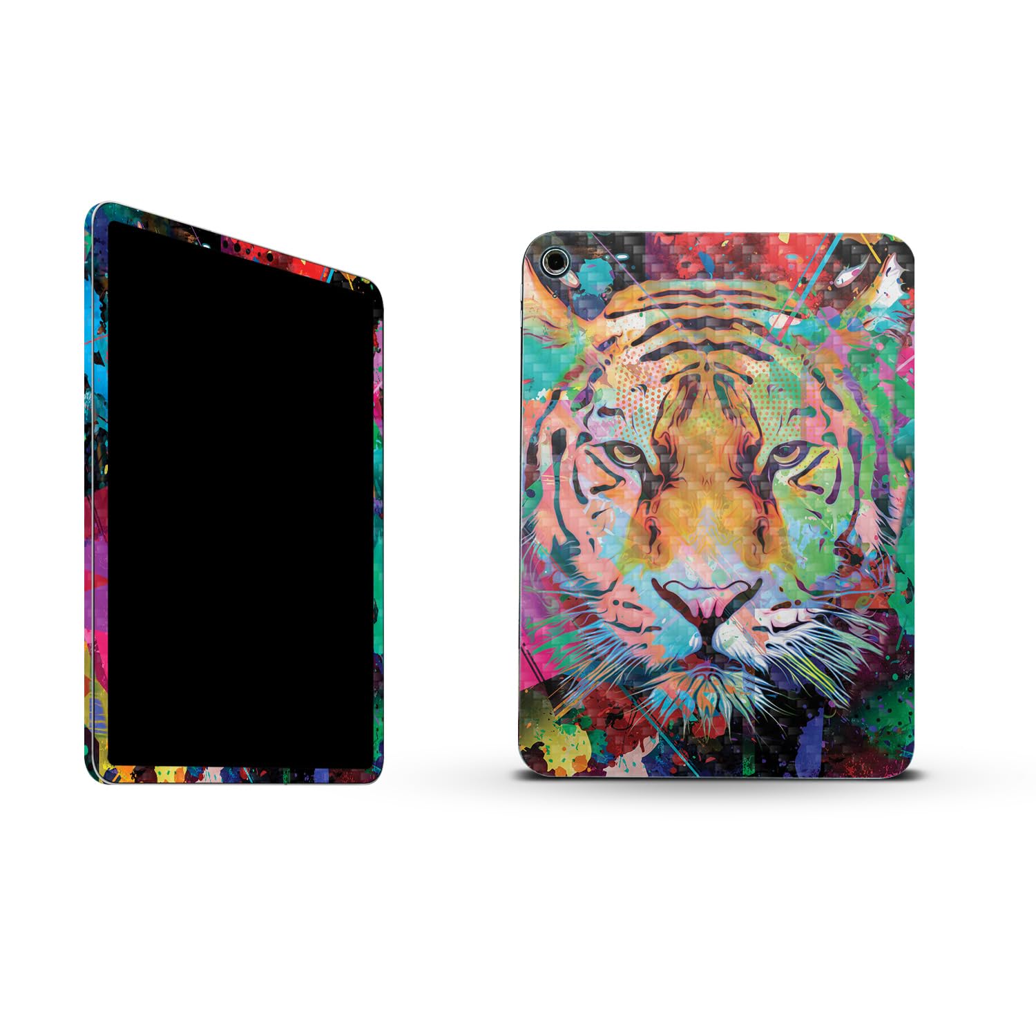 MightySkins Carbon Fiber Skin Compatible with Apple iPad 10.9" 10th Gen (2022) Full Wrap Kit - Neon Tiger | Protective, Durable Textured Carbon Fiber Finish | Easy to Apply | Made in The USA