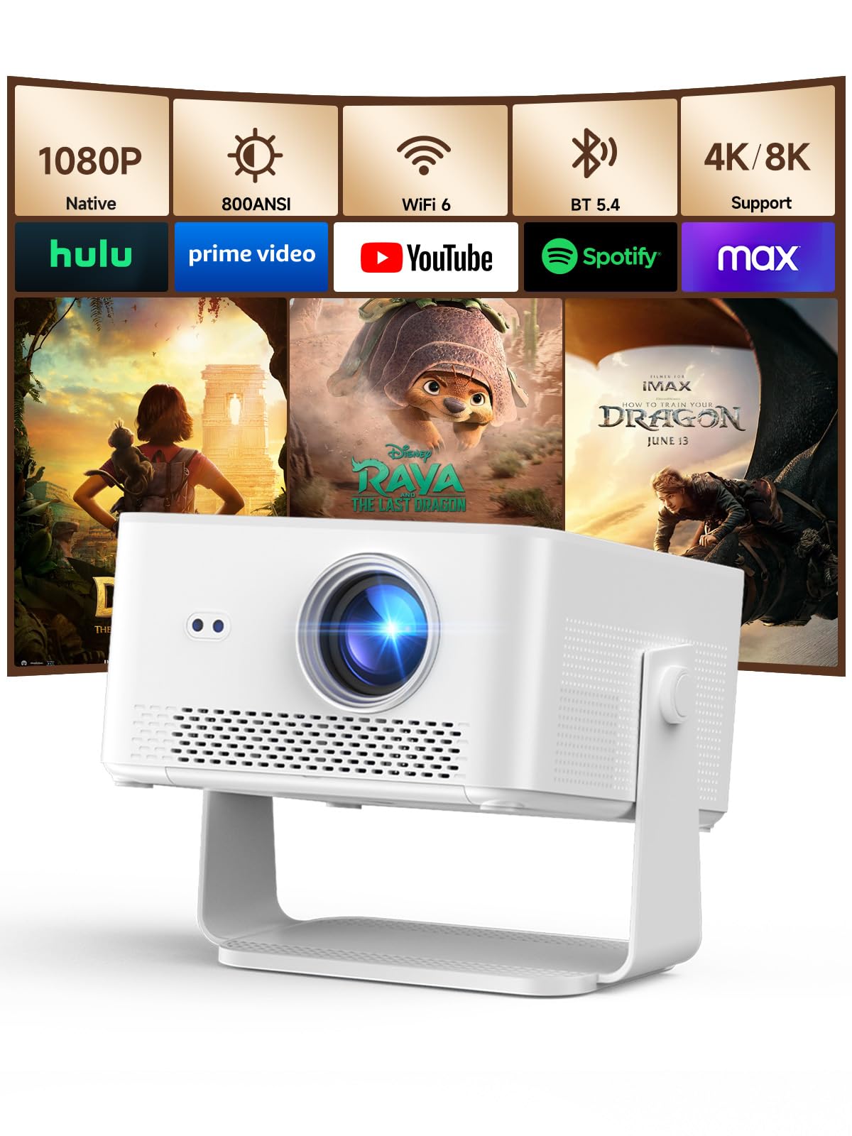 Photo 1 of [Android 14 & 800ANSI] Magcubic Mini Projector 4K 8K Support, Smart Projector Native 1080P with WiFi 6, Bluetooth 5.4, Auto Focus, Auto Keystone, 180° Rotation, Portable Projetor for Bedroom HY450Max