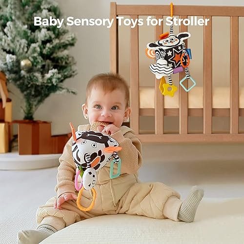 Miniatura 3 de TUMAMA Juguetes para bebés de alto contraste, juguetes infantiles en blanco y negro de 0 a 3 meses para recién nacidos, juguetes sensoriales suaves