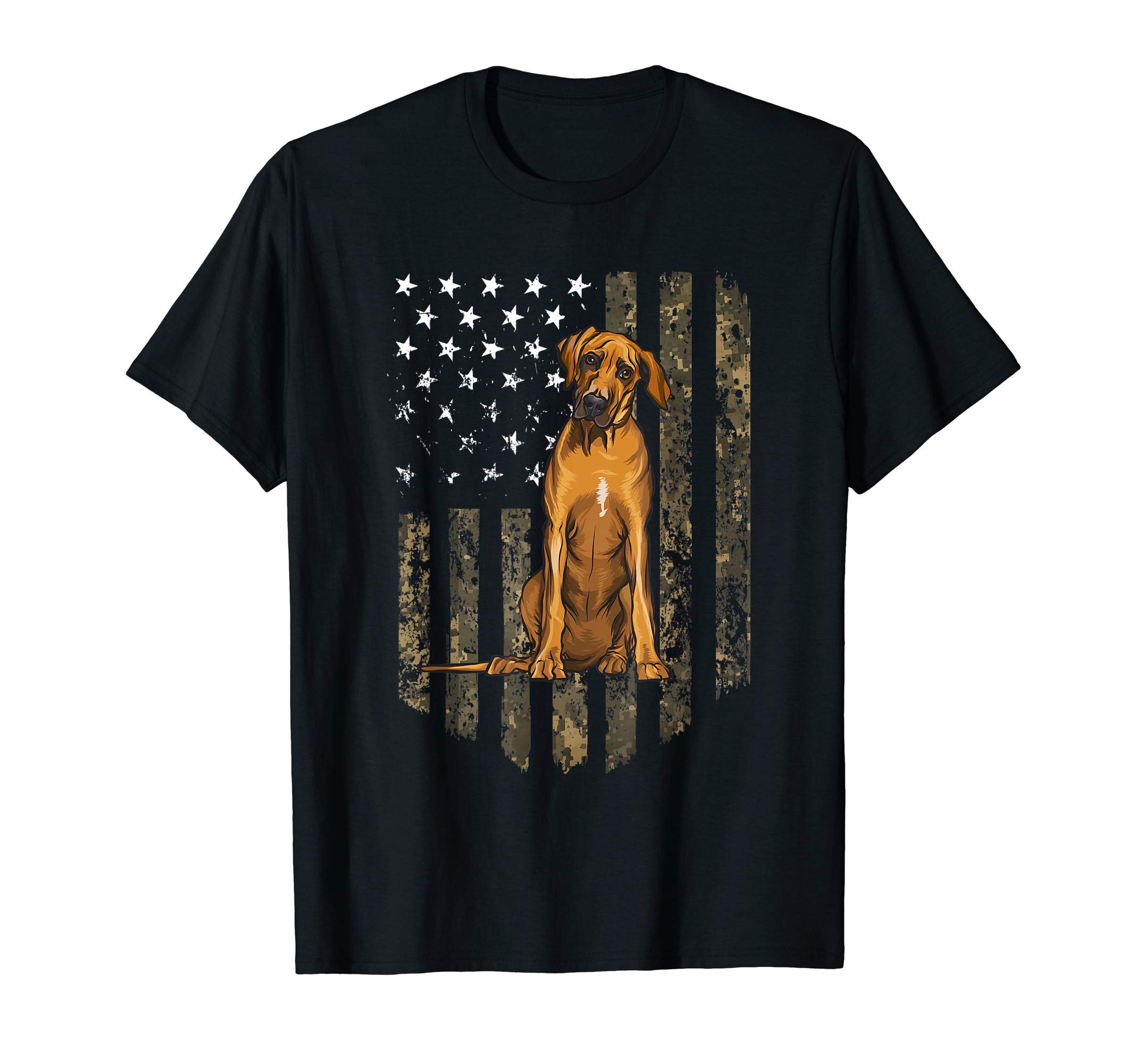 Camo American Flag Rhodesian Ridgeback 4th Of July USA T-Shirt