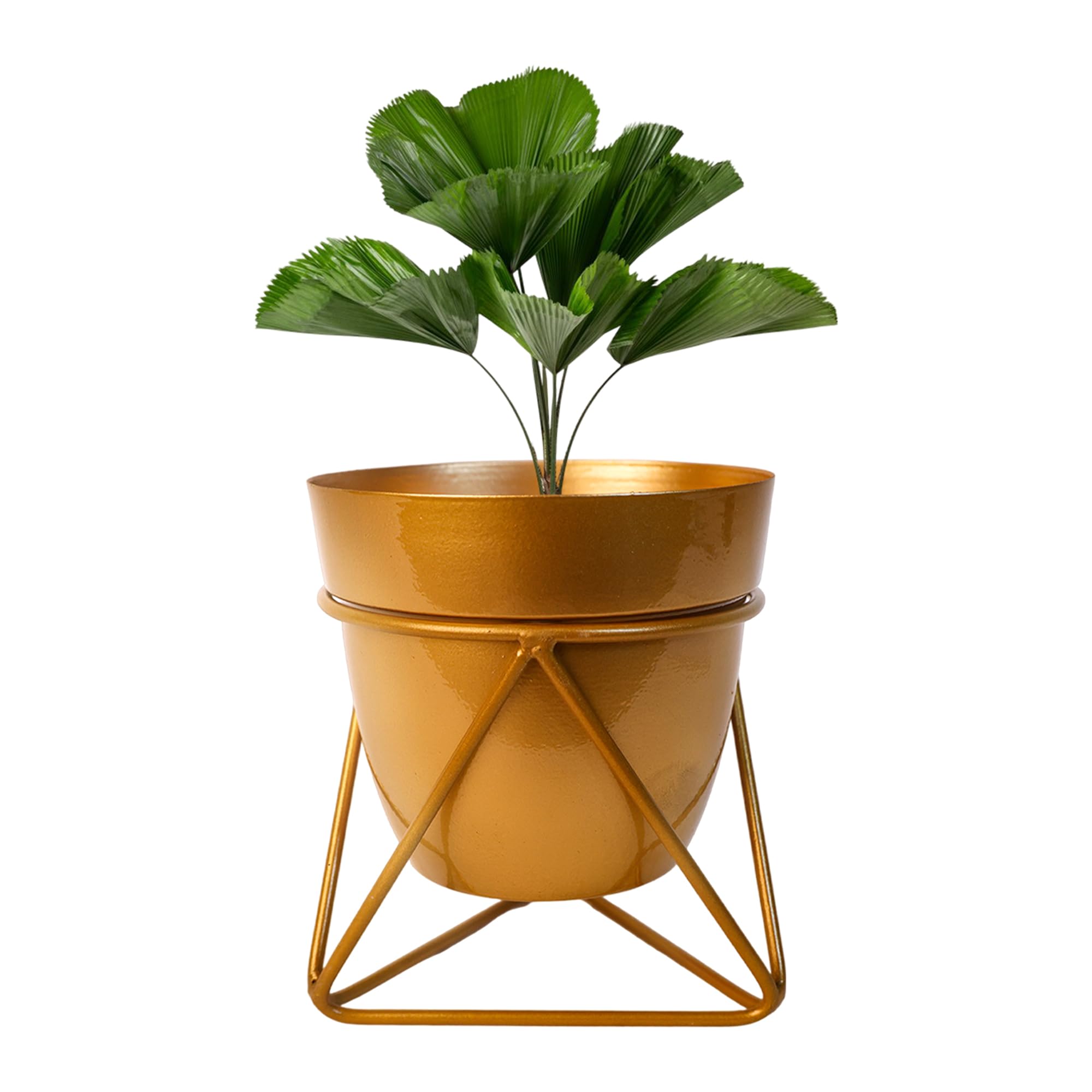 Metal Flower Vase Planter - Red & Iron Stand -25