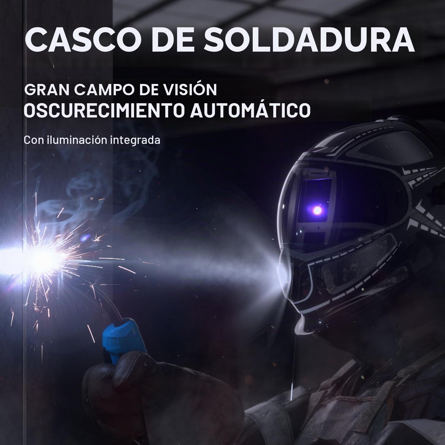 ANDELI Casco de Soldadura PAPR TH3P | Filtración 99.97% EN 12941 | Flujo de Aire 200 L/min | Óptica 1/1/1/2 | Visión Panorámica 180° y LED | para MIG/TIG/MMA