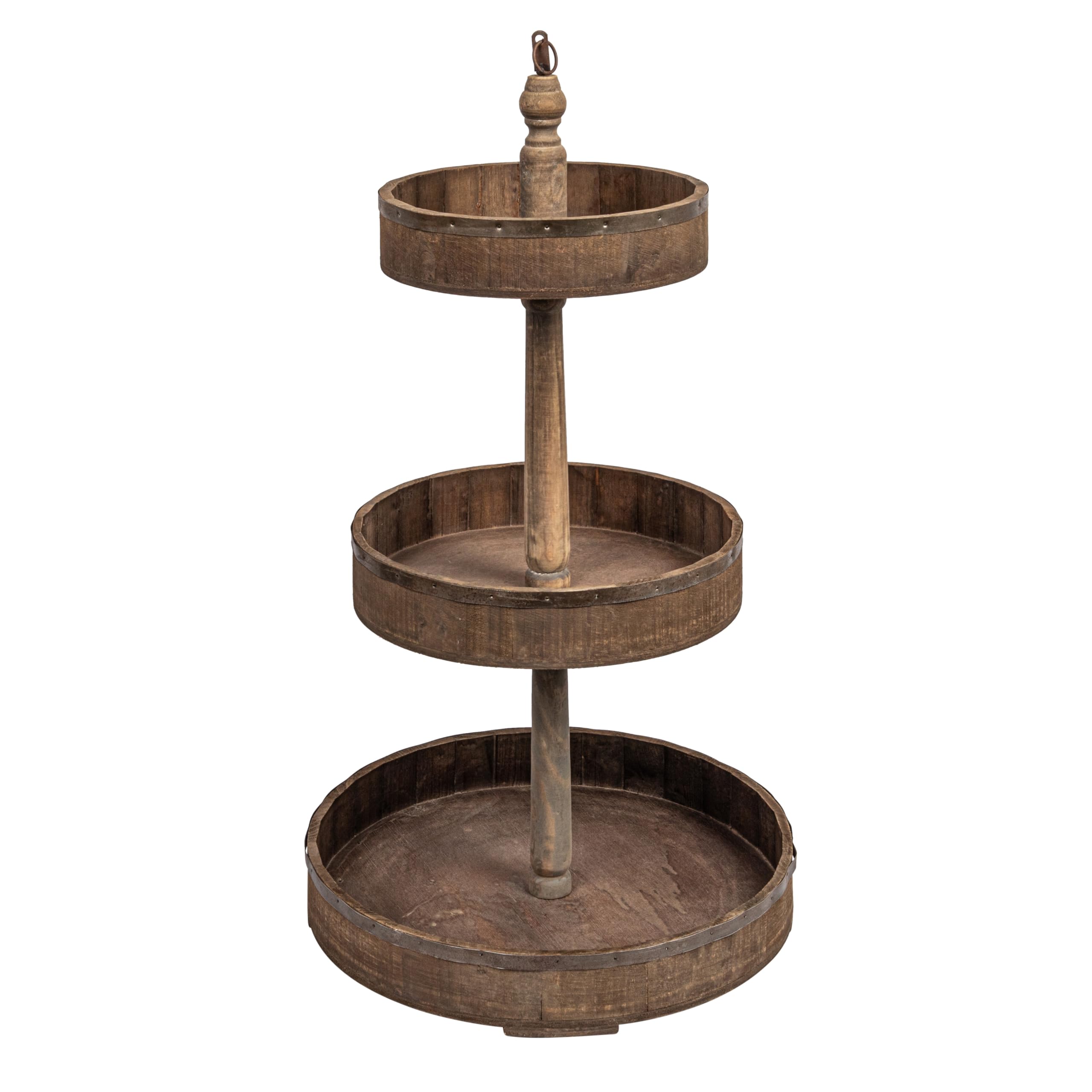 Creative Co-op DE0574 Decorative Wood & Metal Three Tier Tray, Brown