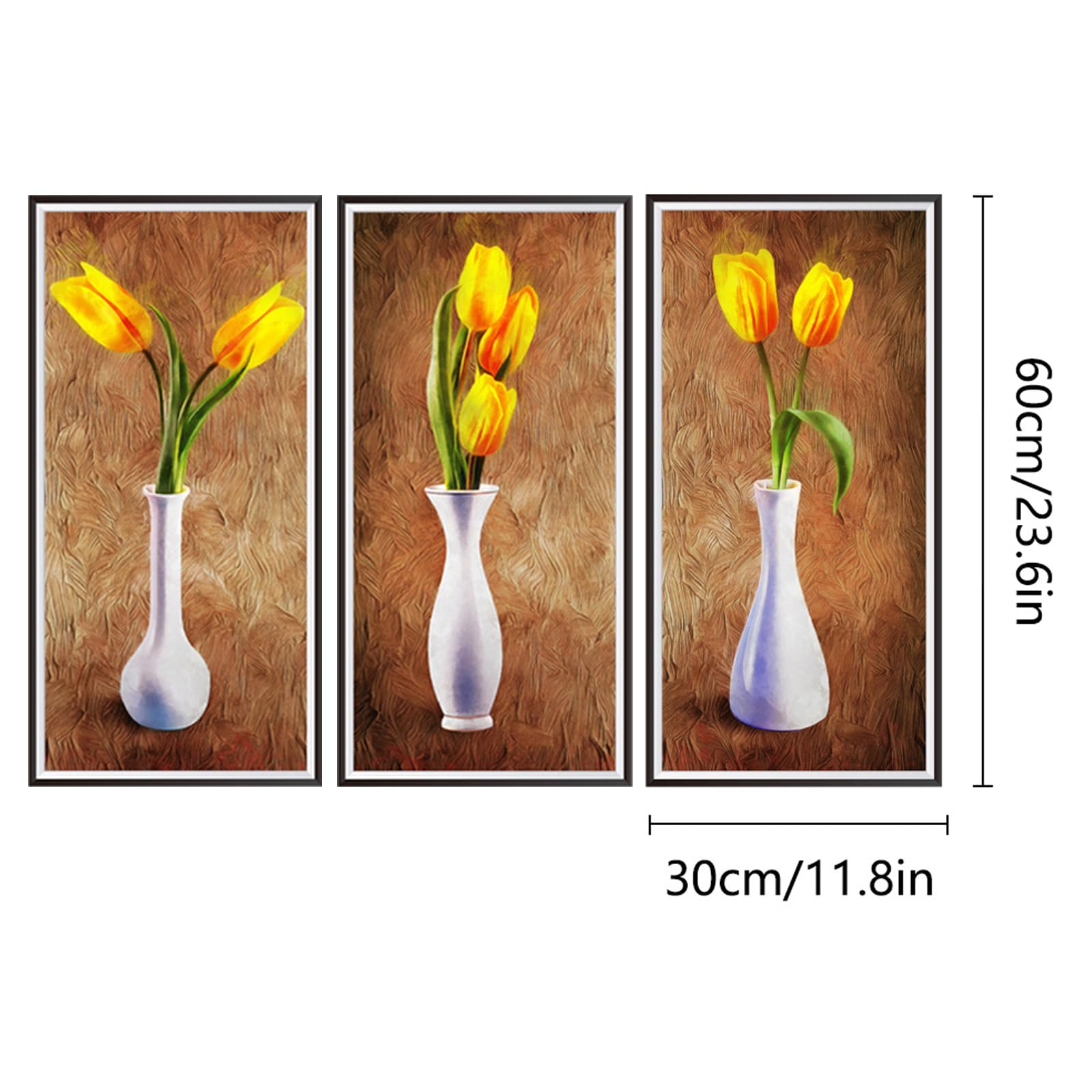 3 sztuki tatuaży ścienne do salonu, wazony 3D, naklejki do ścian, wazon, tulipany, zielone rośliny, dekoracja ścienna (30 x 60 cm)