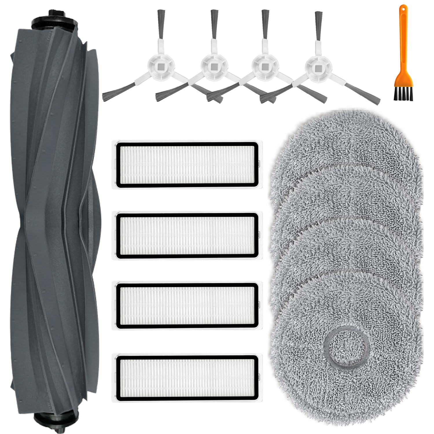 Anboo Pack Of 14 Accessories Compatible With Dreame L10s / L10 Ultra / L10 Prime Robot Vacuum Cleaner With 1 Main Brush, 4 Wipes, 4 Filters, 4 Side Brushes, 1 Cleaning Brush