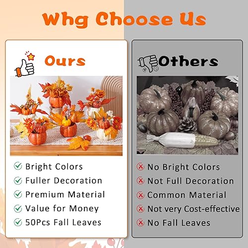 Miniatura 8 de Waipfaru Decoración de otoño de calabaza falsa de Acción de Gracias, decoración de calabazas artificiales de Halloween, centros de mesa de otoño