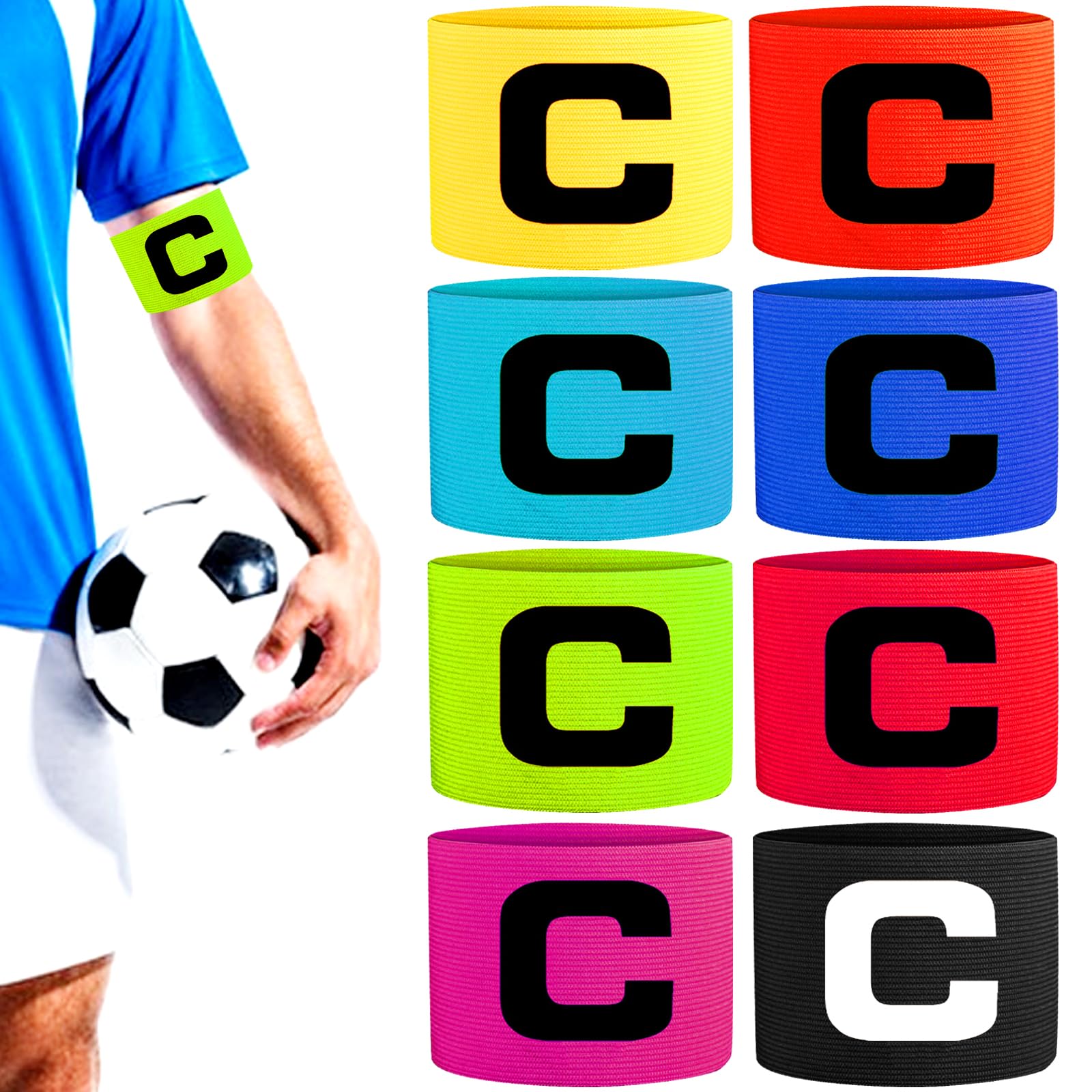 RUIJIE Brazalete de Capitán de Fútbol Ajustable Multicolor para Niños y Adultos
