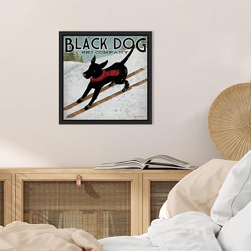 Miniatura 4 de Amanti Art Framed Canvas Wall Art Print (16x16) Black Dog Ski Co (square) by Ryan Fowler Float Framed Canvas Art for Wall Decor, Living Room,