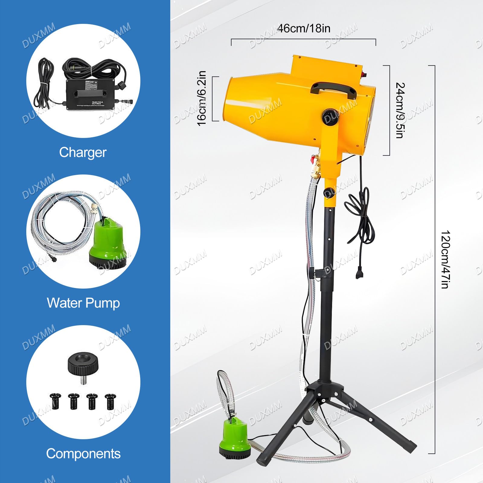 Maszyna do robienia piany imprezowej, 1000 W, produkcja pianki 20 m³/min, zasięg 6-10 m, pistolet do baniek mydlanych na letnie imprezy przy basenie,Yellow