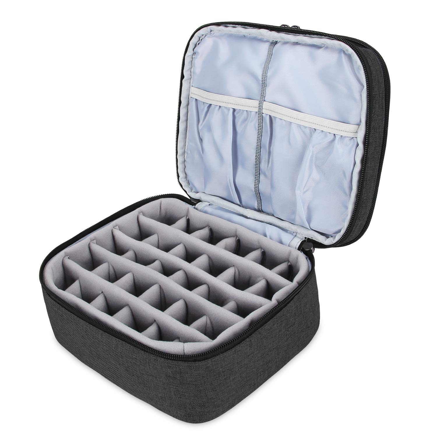Luxja Organizer na lakier do paznokci, etui na lakier do paznokci, uchwyt na lakier do paznokci - mieści 30 butelek (15 ml - 0,5 fl), dwuwarstwowa torba do przechowywania lakierów i manicure, czarny