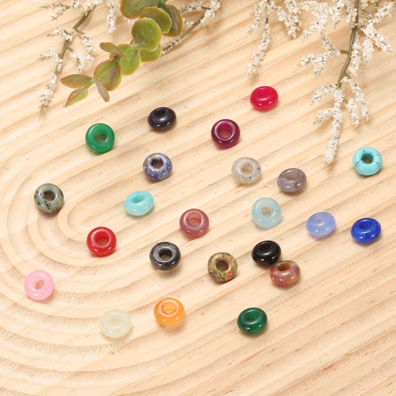 Amazon.co.jp: HARFINGTON 15個 天然石ビーズ 5x10mm フラット