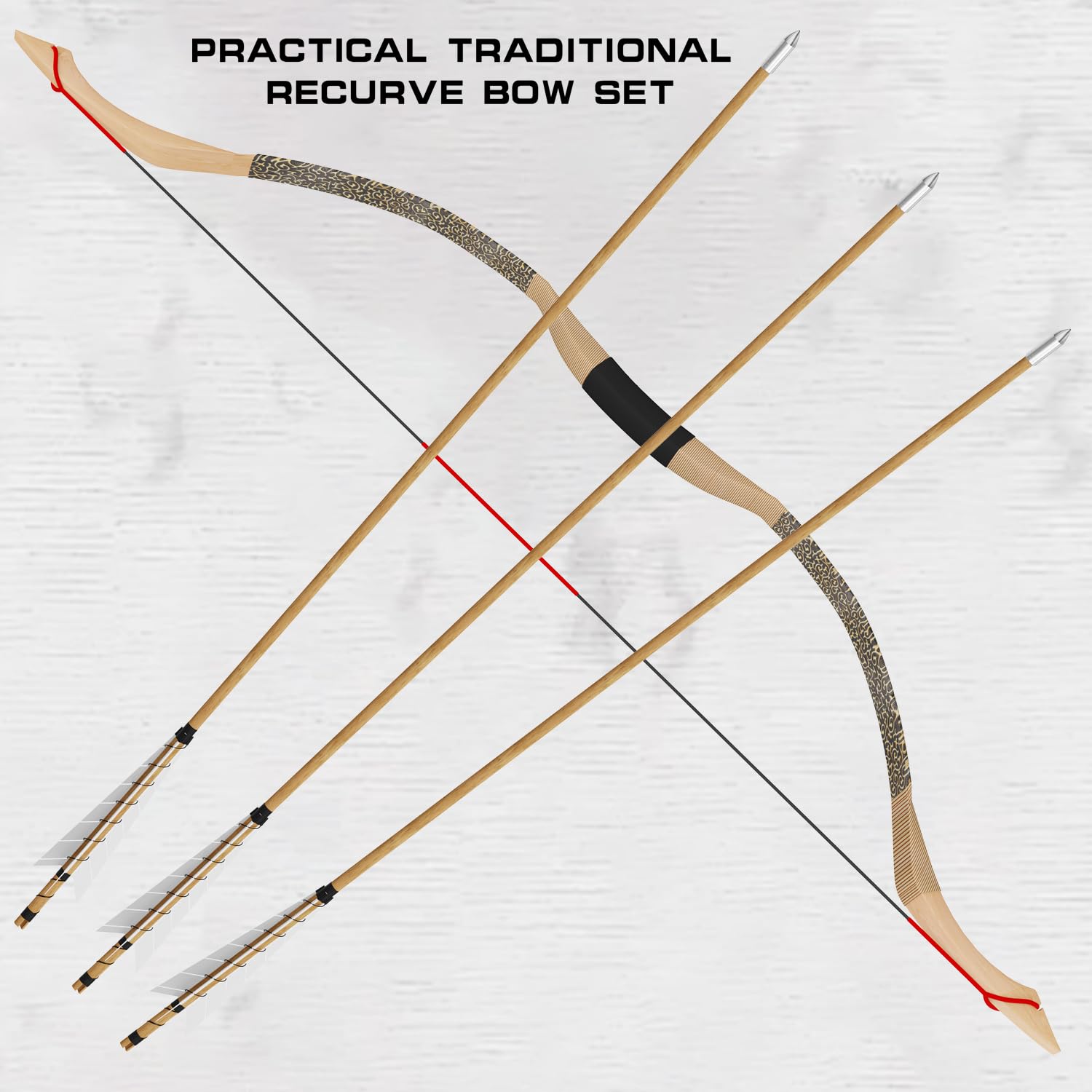 Traditioneller Recurvebogen 25-55lbs Reiterbogen Jagdbogen Handgefertigter Langbogen für Jagen und Zielschießen
