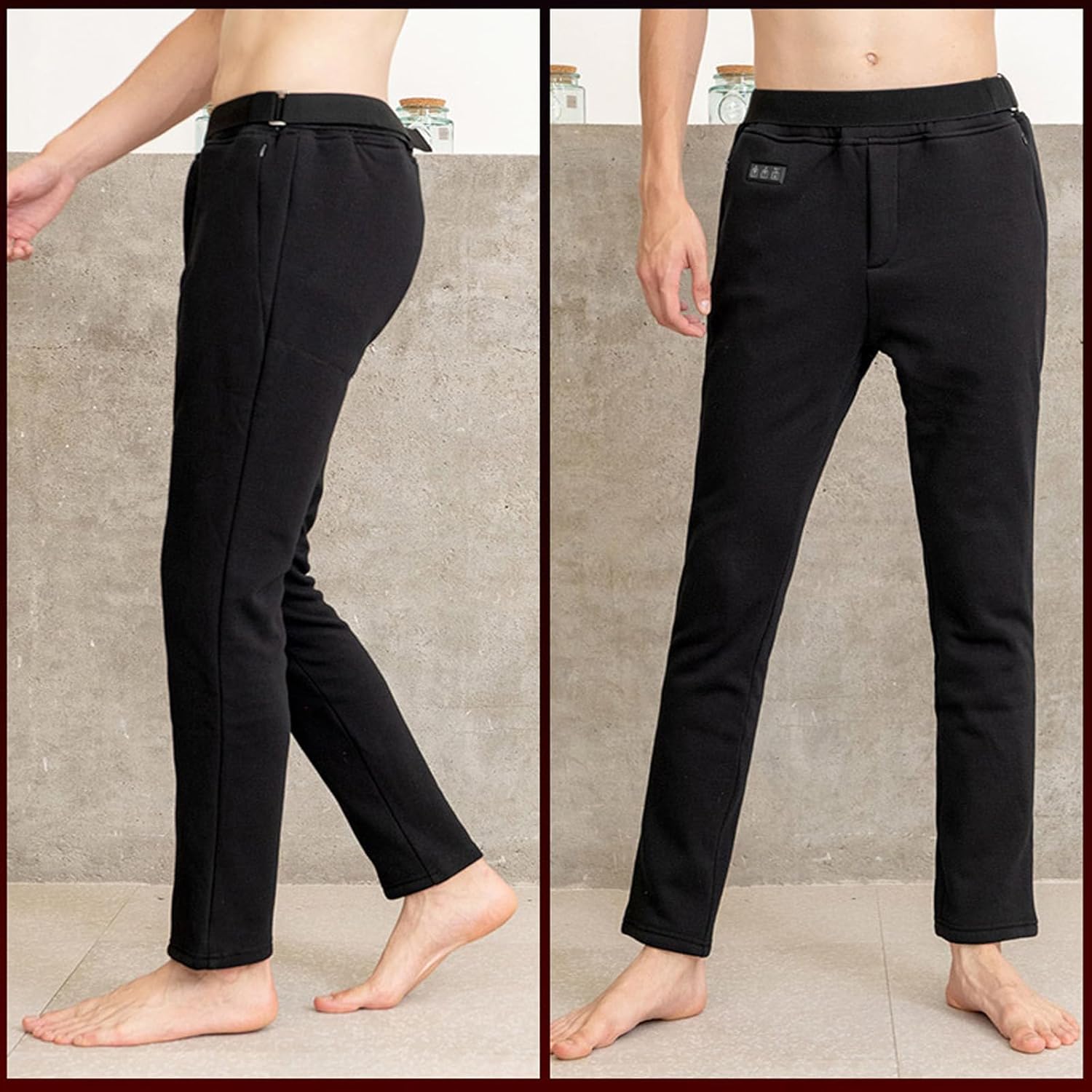 Heated Pants for Men USB Electric Heating Pants Fleece Lined Trousers Thermal Underwear Bottom, No Battery