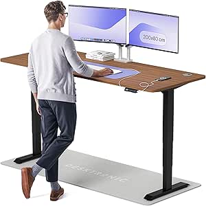 Desktronic HomePro Höhenverstellbarer Schreibtisch 200 × 80 cm – Elektrischer Schreibtisch Mit Zwei Elektrischen Motoren, Touchscreen-Steuerung und Integrierten USB-A- und USB-C-Ladeanschlüssen