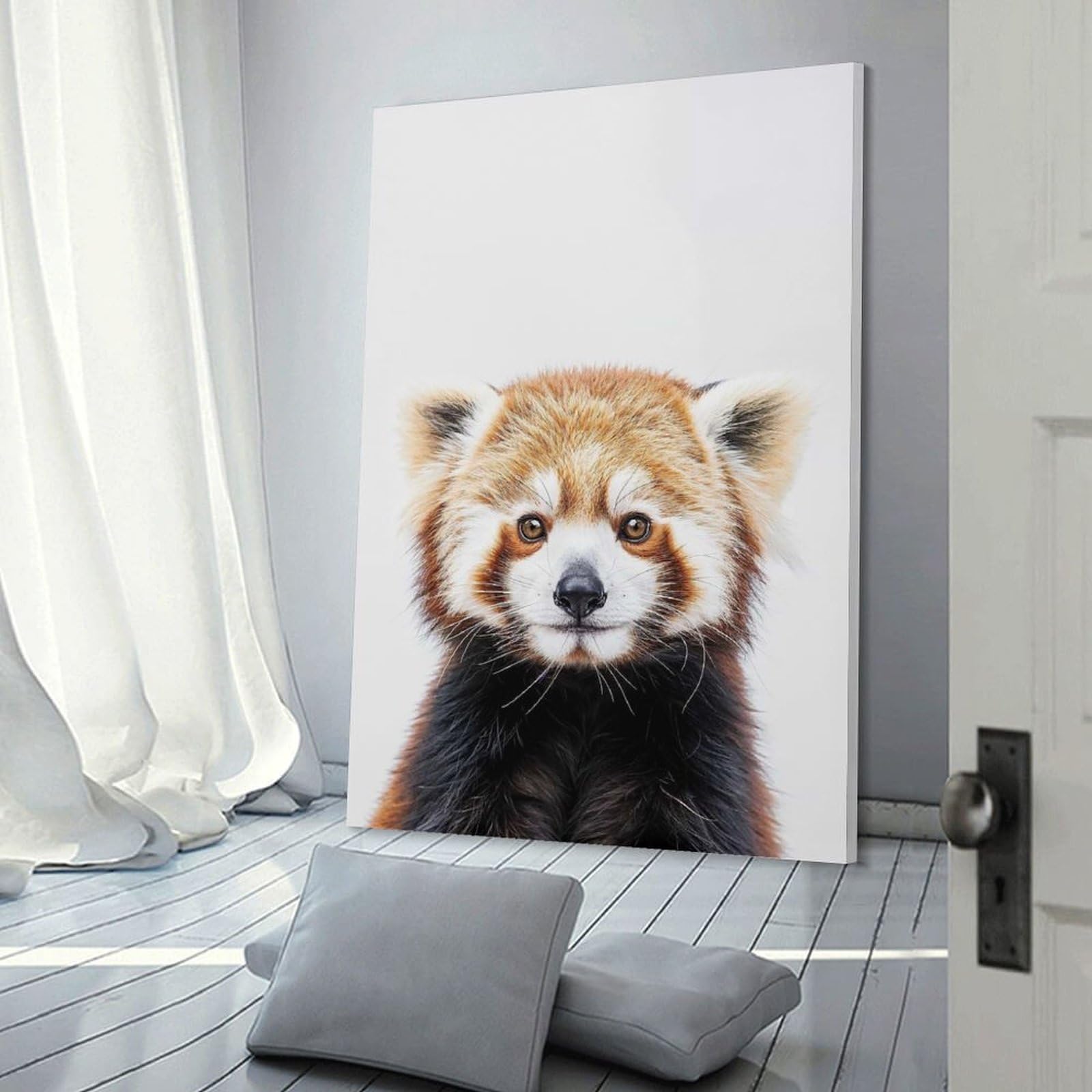 Junmoney Cute Baby Red Panda Wall Decor Canvas Print, 24x36inch(60x90cm), for Wall Displays, Bedrooms Or Room Updates, Wall Decor Suited to Curated Displays