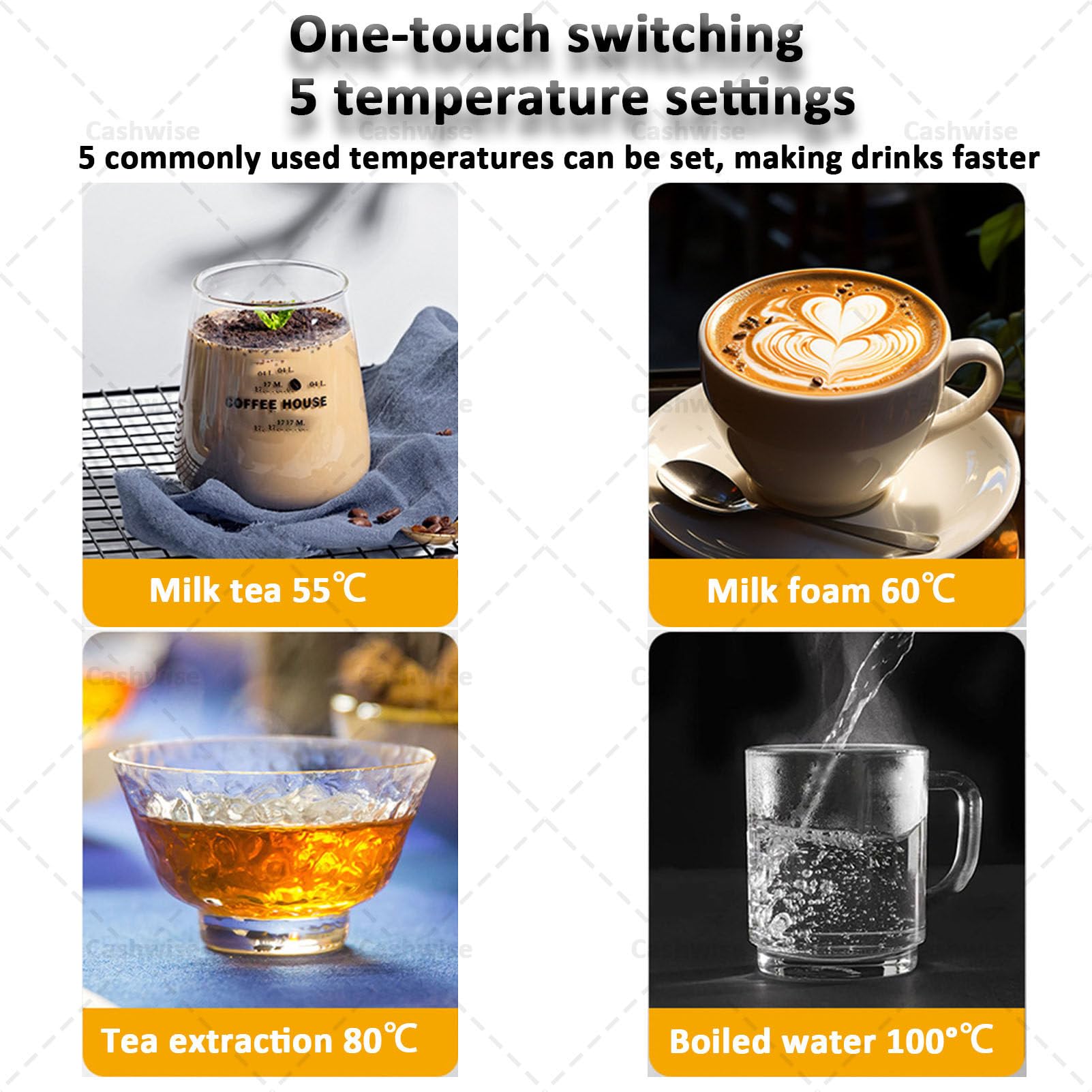 Espumador de leche, comercial multiusos, de acero inoxidable, para café expreso, té, cafeterías, postres, hoteles, leche.