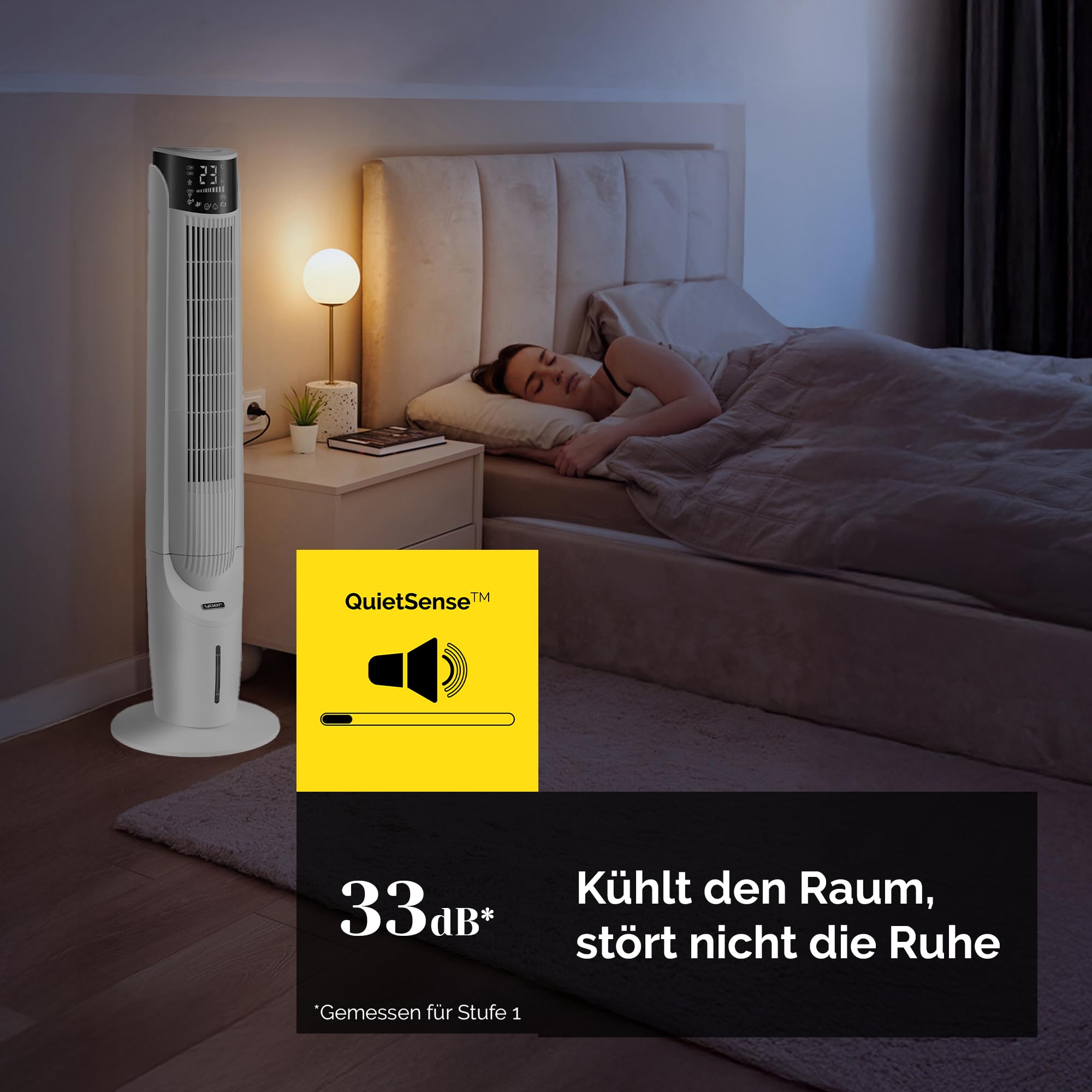 Yoer Luftkühler mit Wasserkühlung, 6-in-1 Ventilator, Luftbefeuchter, Ionisator, Luftreiniger, Aromatherapie, Mobile Klimageräte Air Cooler 3L, 1638 m³/h Luftstrom, 60 W, Weiß, Cascado TFC06W