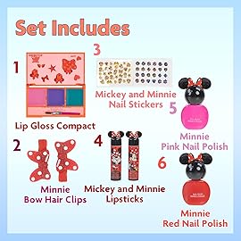 Disney Minnie Mouse - Townley Girl Cosmetic Makeup Gift Bag Set Includes Lip Gloss, Nail Polish & Hair Accessories for Kids Girls, Ages 3+ Perfect for Parties, Sleepovers & Makeovers