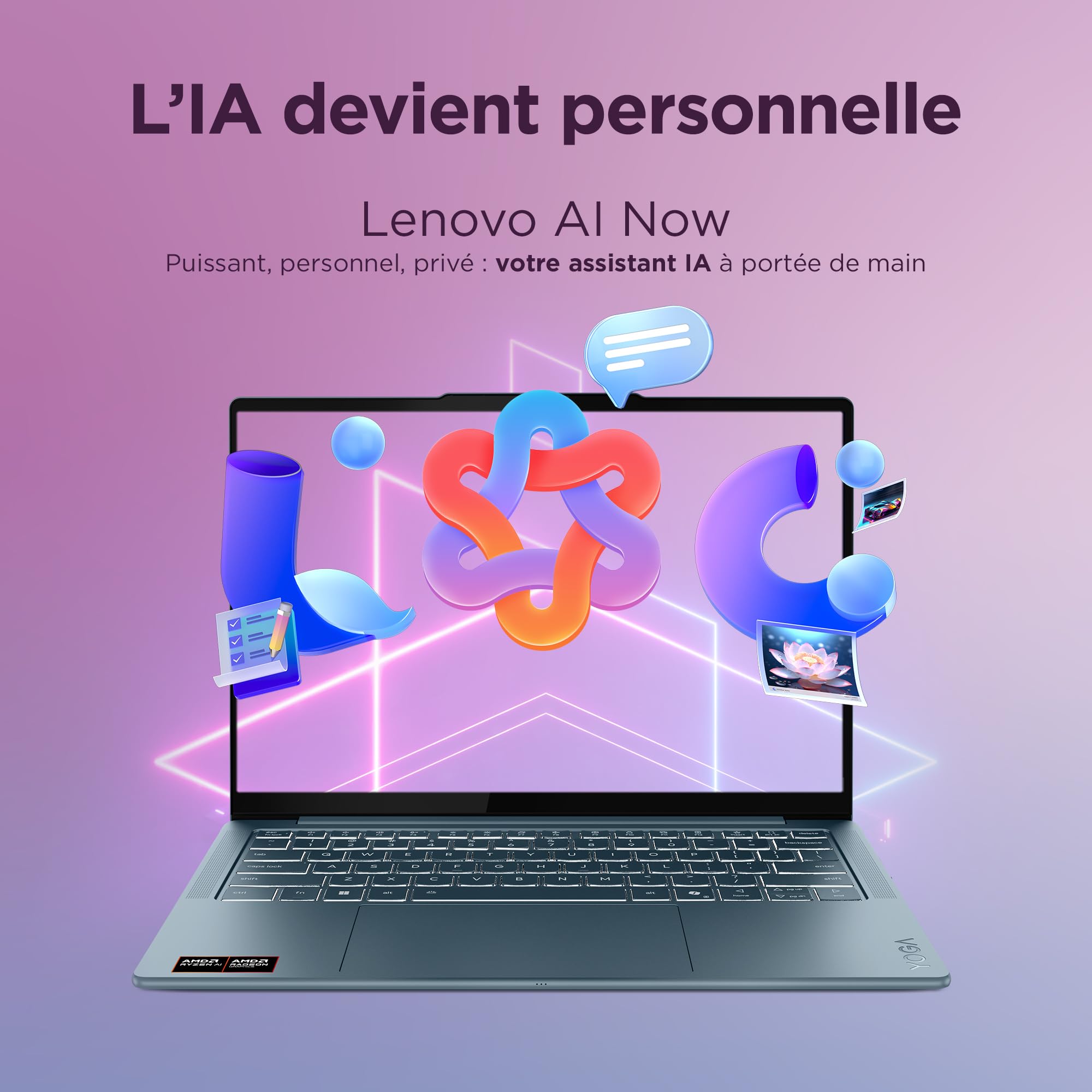 Lenovo Yoga Slim 7 14AKP10 - Ordinateur Portable 14'' WUXGA (AMD Ryzen AI 7 350, RAM 32Go, SSD 1Tb, IAMD Radeon 860M Graphics,Windows 11 Home) Clavier rétroéclairé AZERTY FR - Tidal Teal