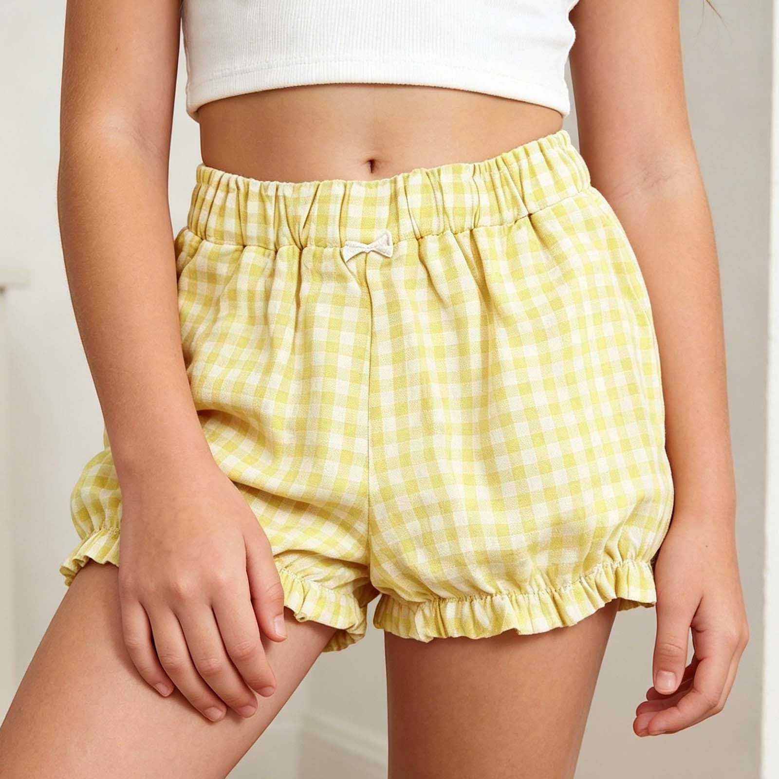Generisch Mädchen Shorts Kinder Sport Shorts mit Elastische Bund und Hohe Taille Kurze Hosen Damen Leichte Atmungsaktive Baggy Sommer Elegante Bermudas Sport Strand Schule