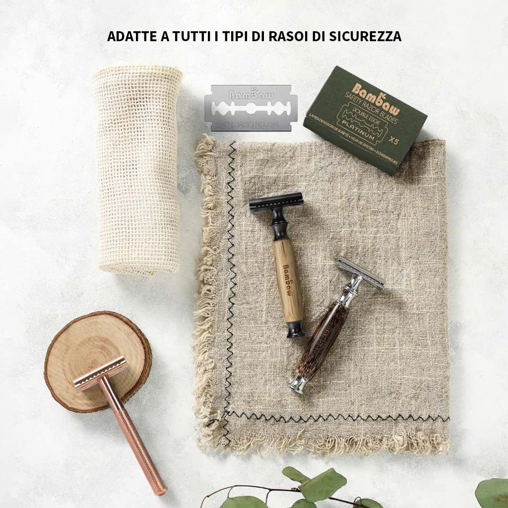 Bambaw - Lamette da Barba per Rasoio di Sicurezza, Lamette a Doppio Filo in Acciaio Inossidabile (60 Blades)