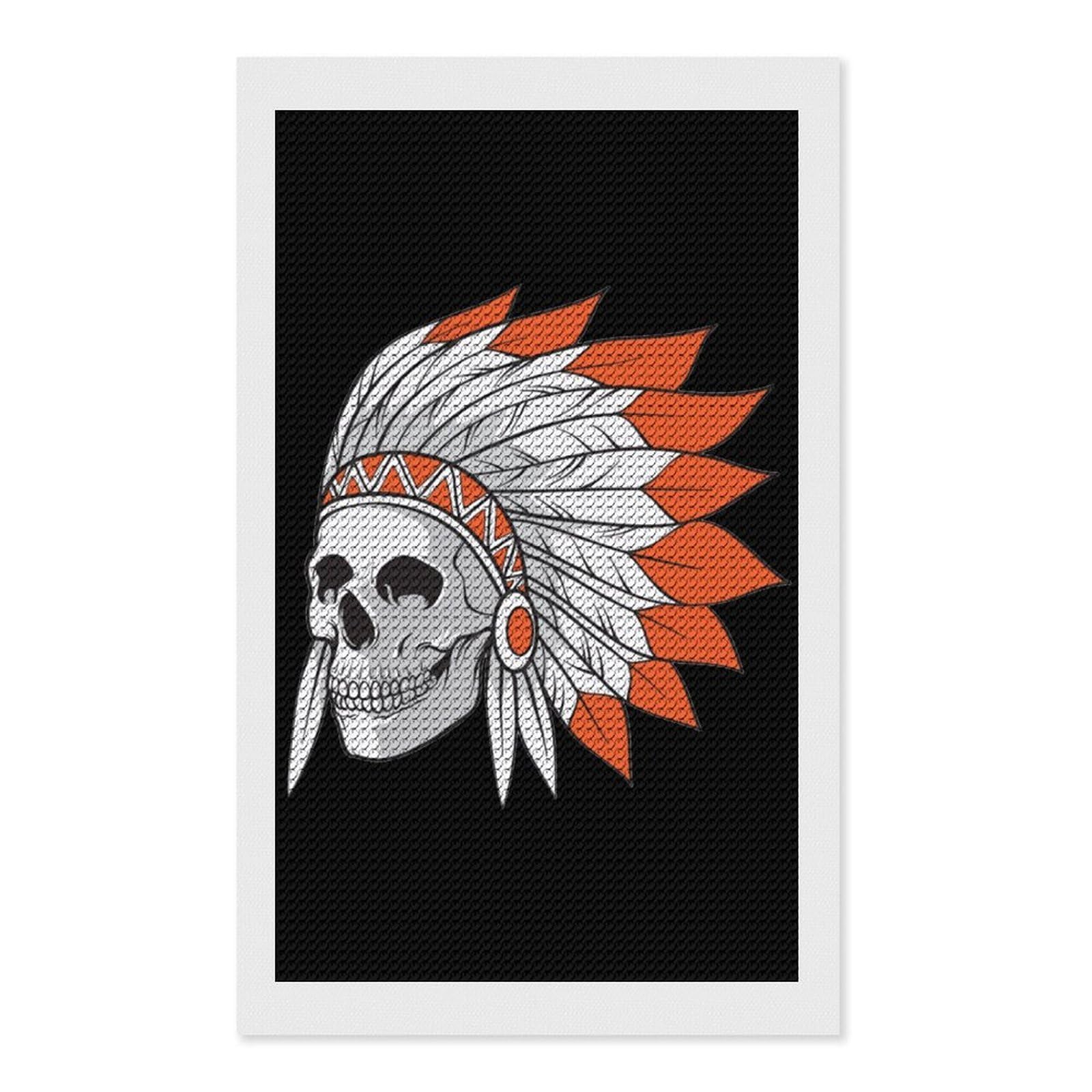 Nclqvjxzkhw Style Indian Skull Diamond Art Painting For Adult Round Diamonds Pictures Arts Crafts Home Wall Decor 12"X20"