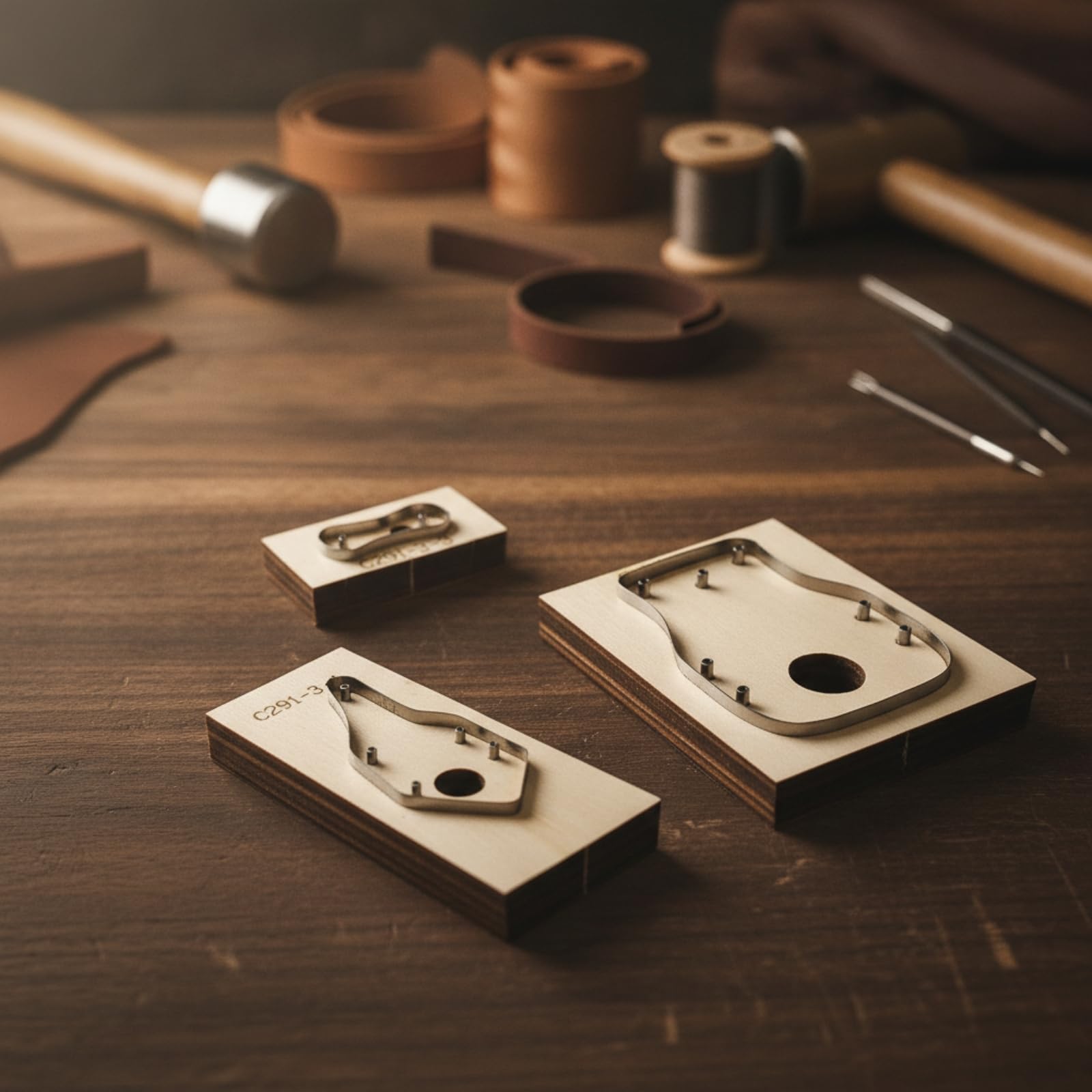 Folpus Fuslla in Legno con Base Liscia | Professionale, Resisn, Fuslla per Portachiavi in Pelle