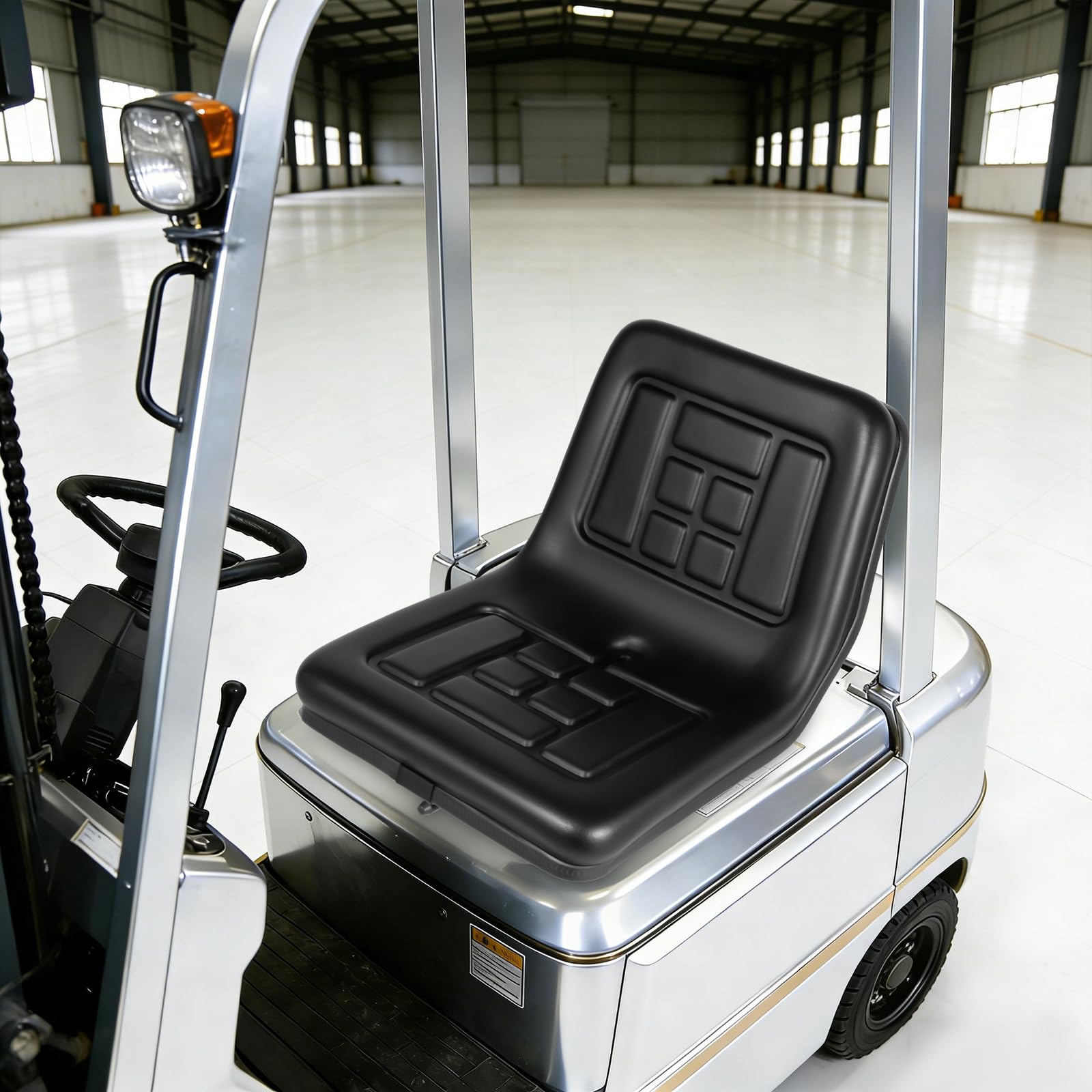 Asiento universal pequeño para carretilla elevadora con PVC y espuma, asiento de tractor ergonómico ajustable y capacidad de carga de 100 kg, asiento para cortacésped con varios orificios y orificio
