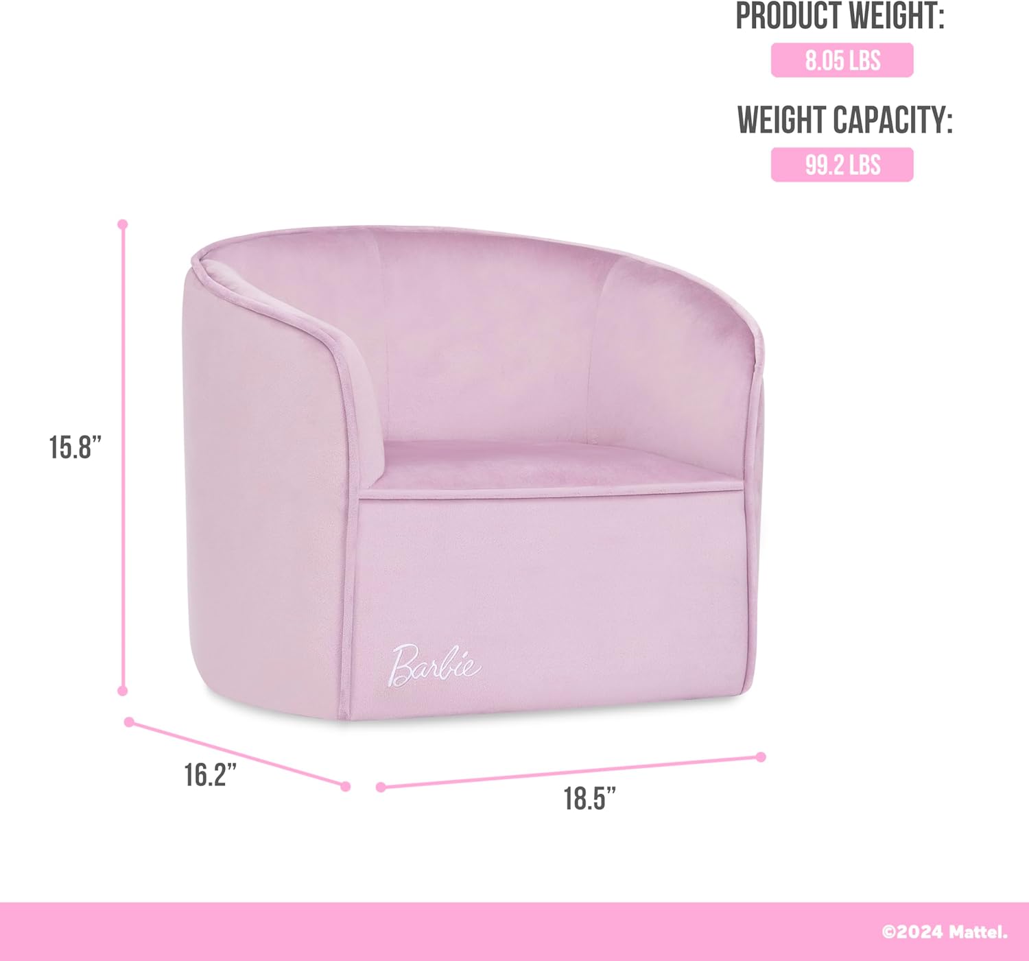 Barbie Purple Kid's Sofa with Embroidered Logo